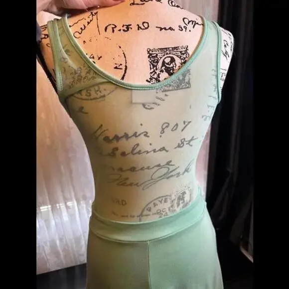 Mint Green Mesh Insert Skater Dress - Picture 2 of 5